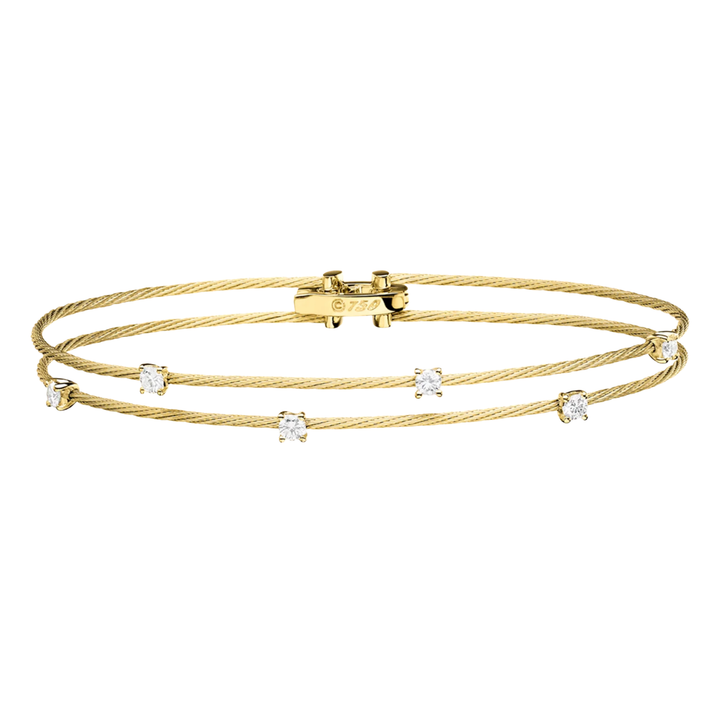 PAUL MORELLI Unity Double Yellow Gold Wire Bracelet With Diamonds