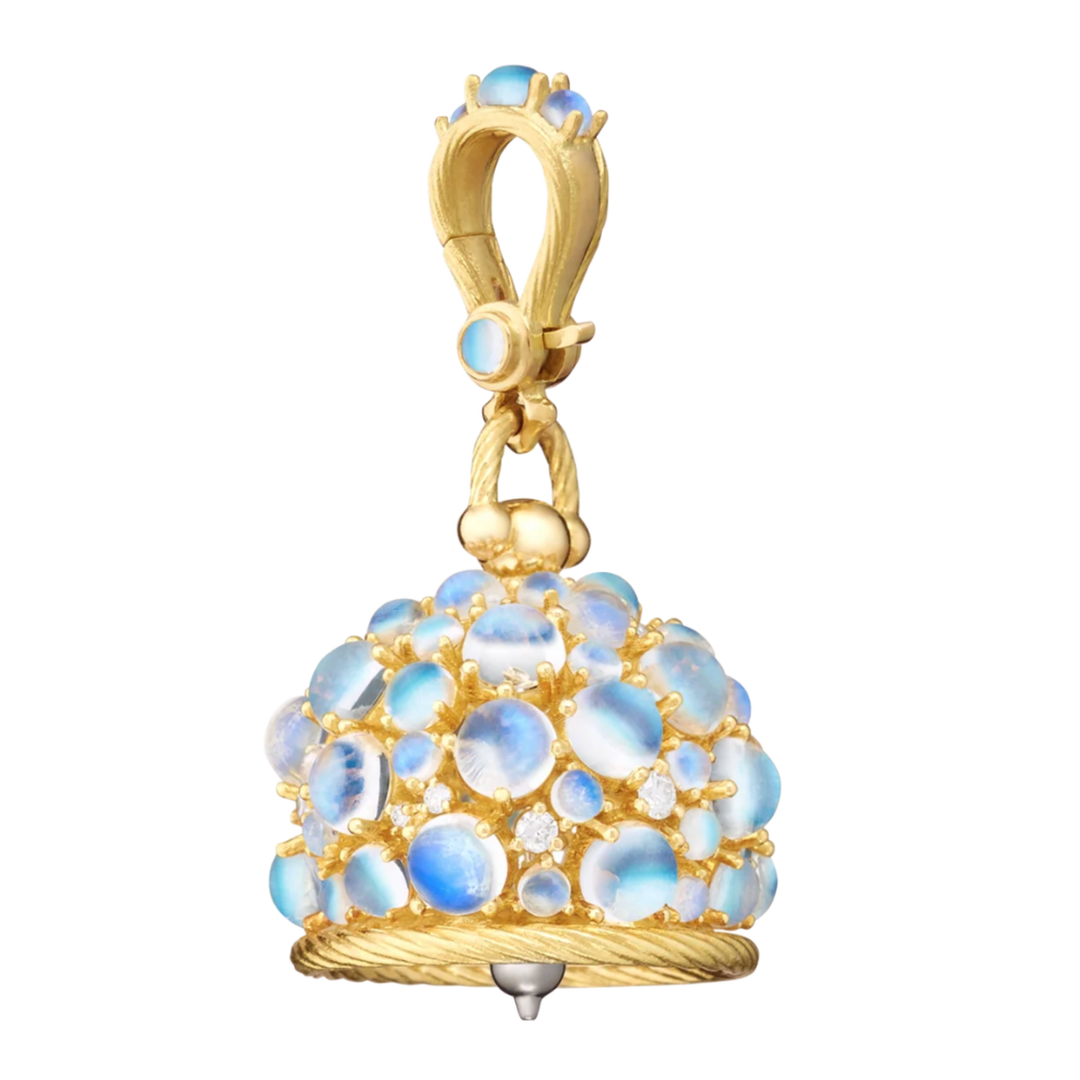 18K Yellow Gold #5 Bubble Meditation With Diamonds And Moonstones