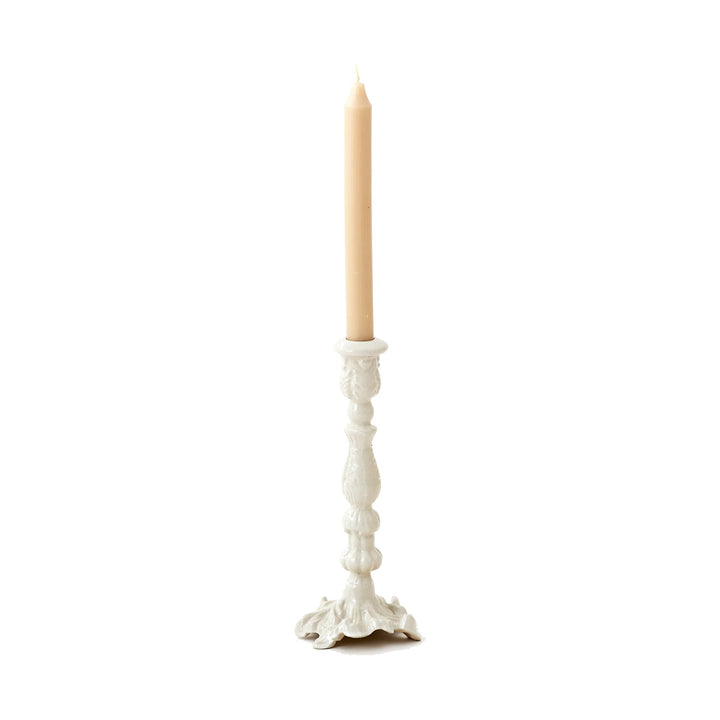 180 DEGREES White Cast Iron Taper Candle Holder, Large