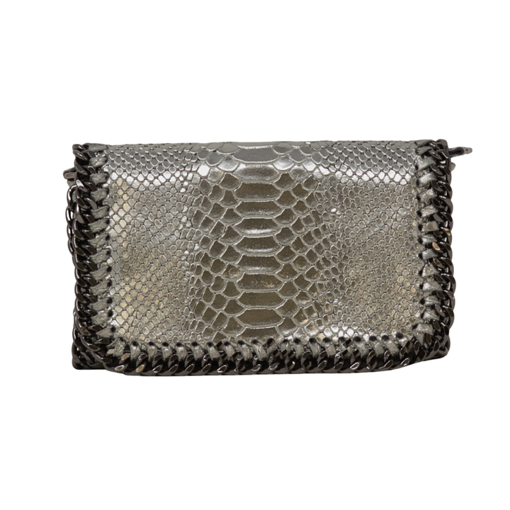 GERMAN FUENTES Leather Crossbody Clutch Purse PEWTER