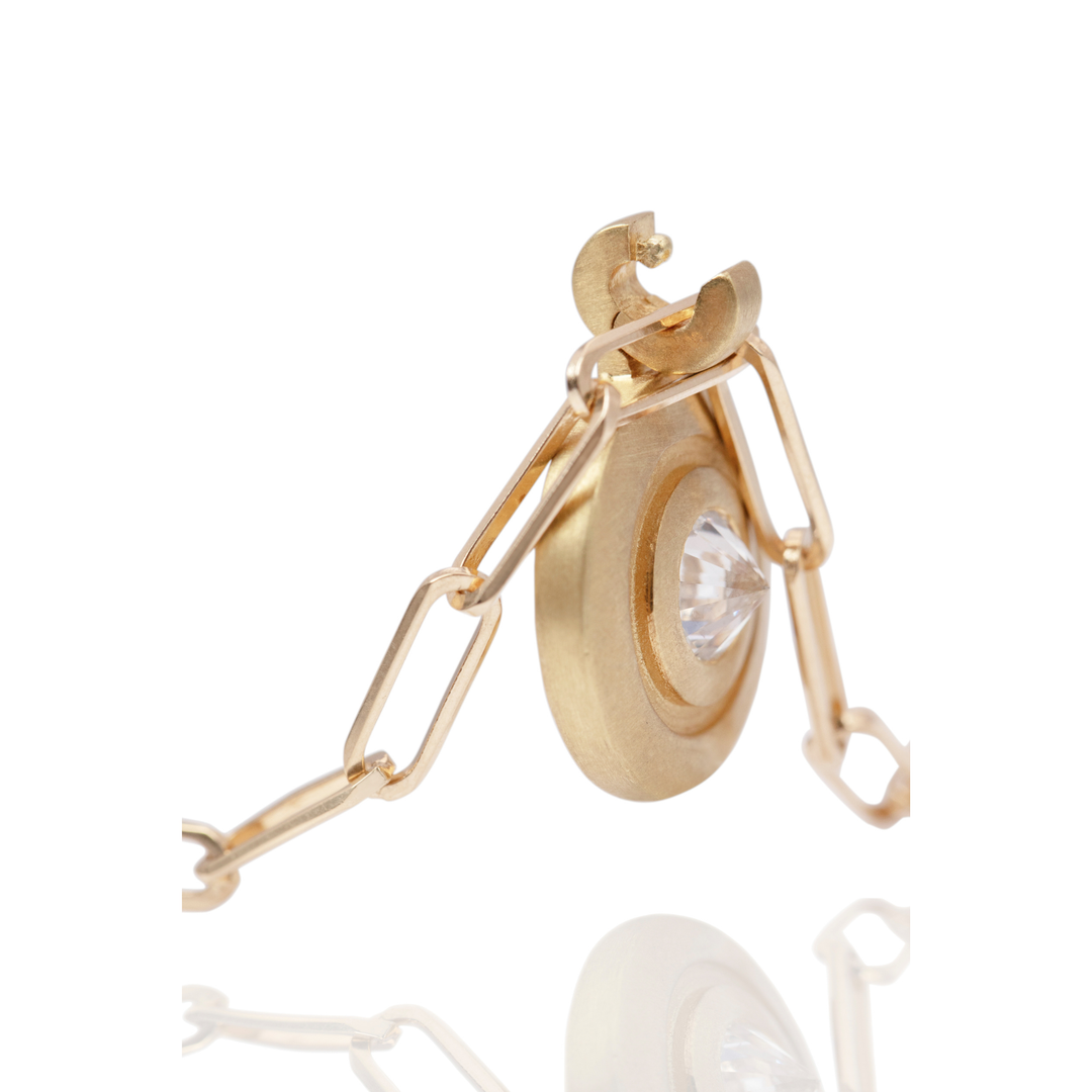 Reverse Set Diamond Disc Pendant 24K Yellow Gold