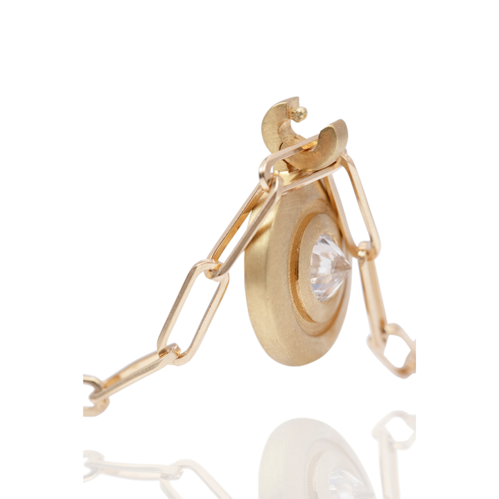 Reverse Set Diamond Disc Pendant 24K Yellow Gold