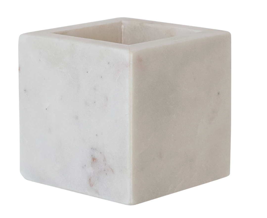 CREATIVE CO-OP White Marble Small Container