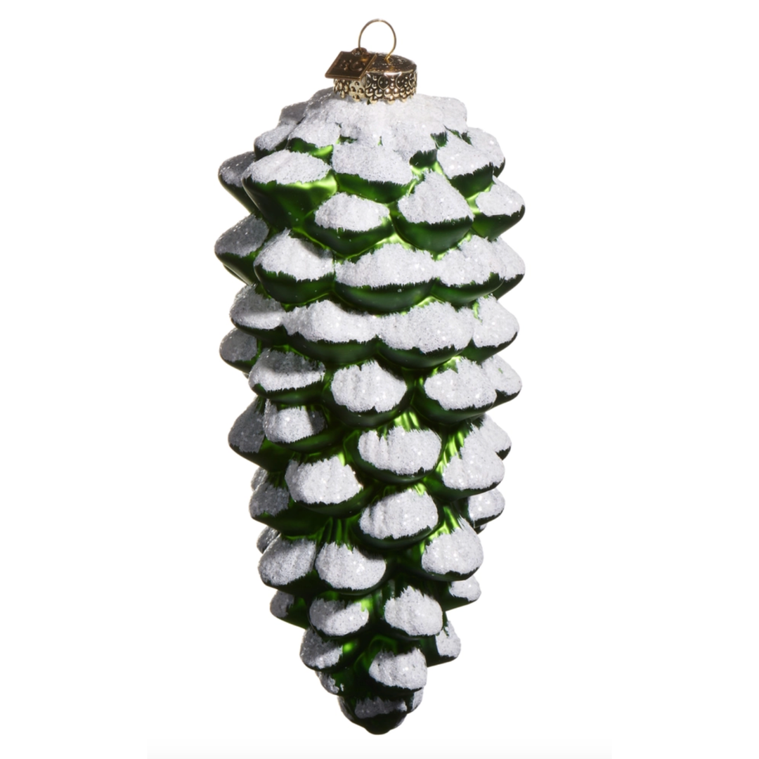 RAZ IMPORTS Snowy Green Pinecone Ornament Default Title