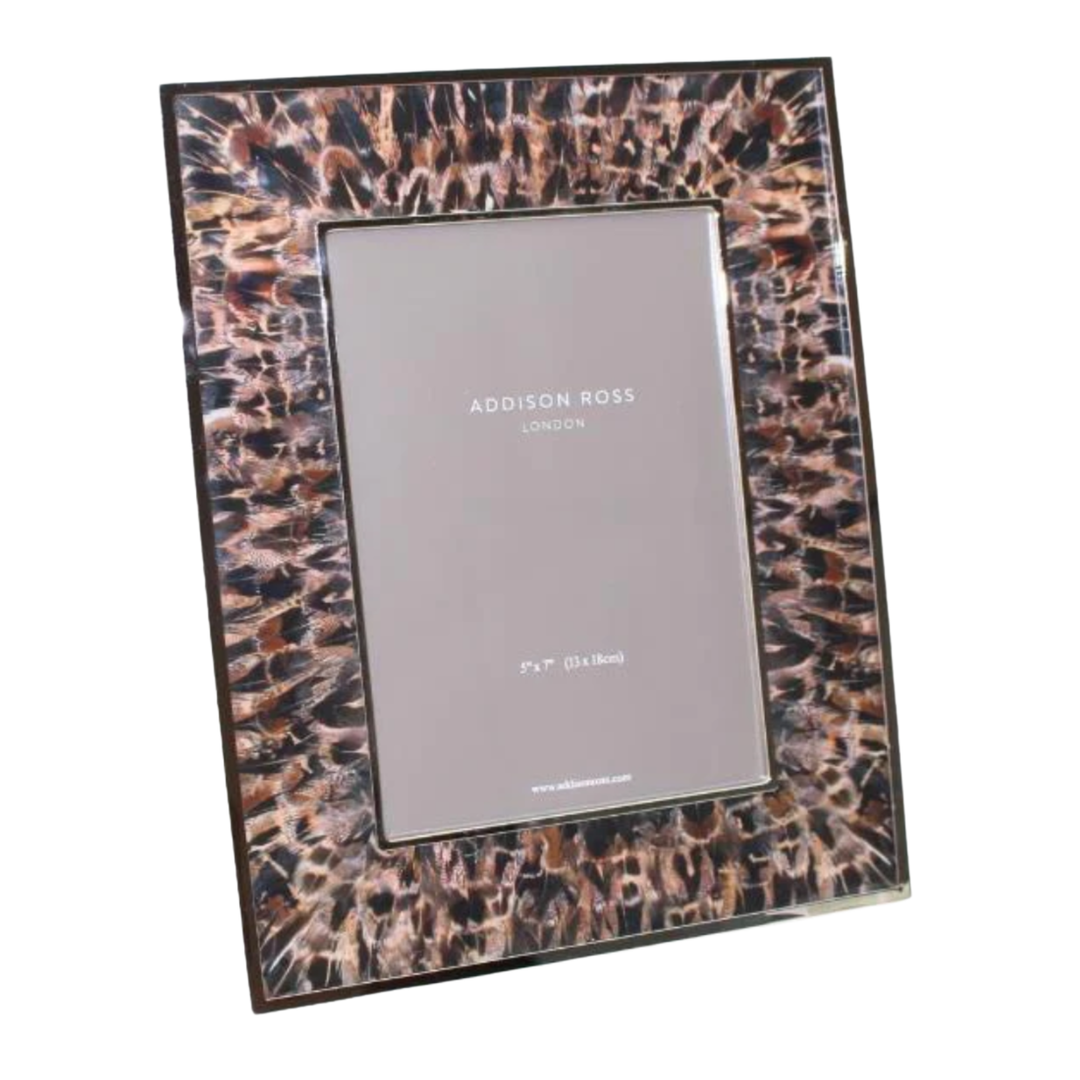 ADDISON ROSS Faux Pheasant Feather And Silver Frame Default Title
