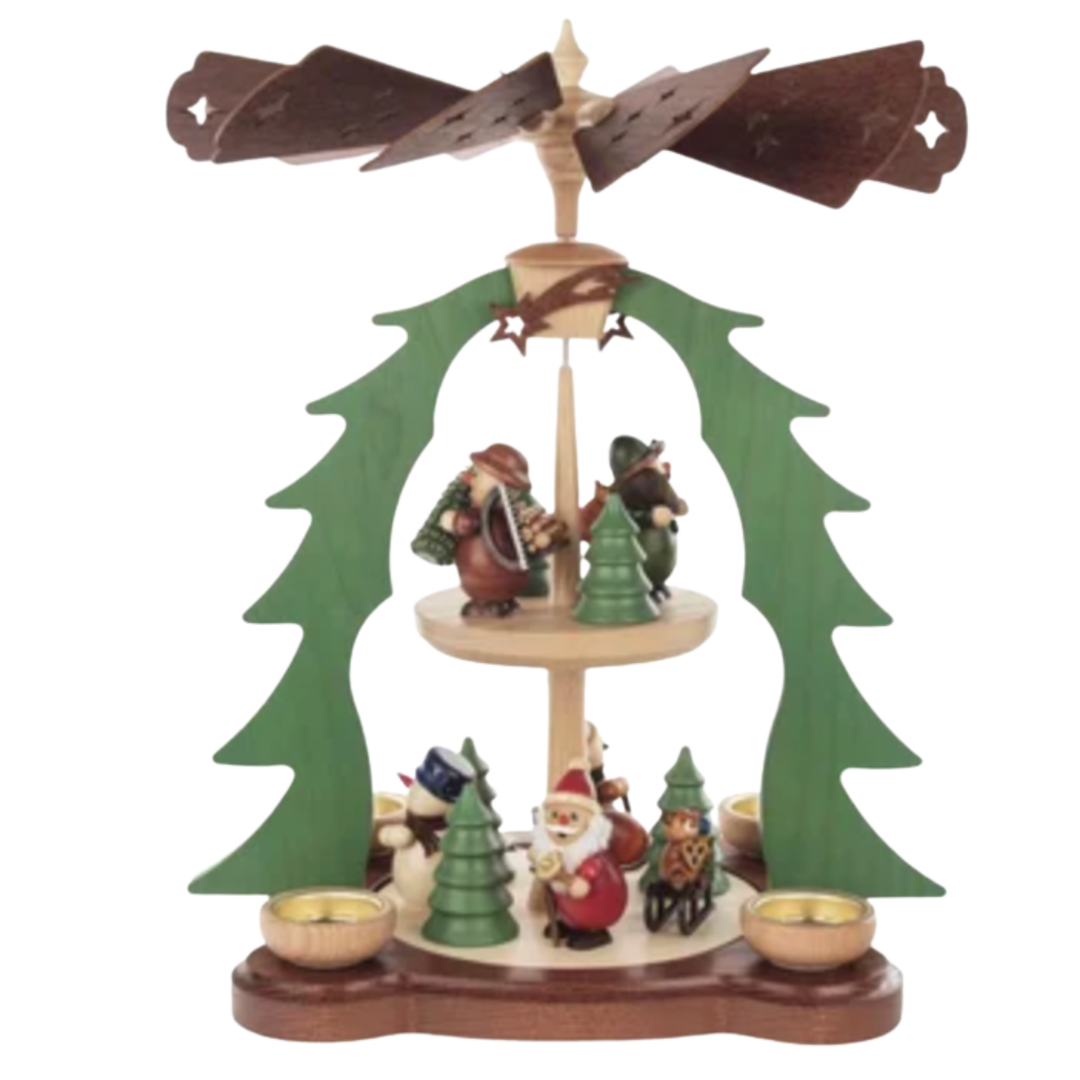 ALEXANDER TARON Dregeno Pyramid 2 Tier Tower With Christmas Motif With Santa and Snowman Default Title