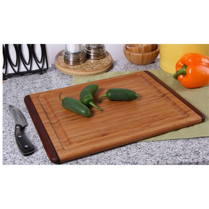 ISLAND BAMBOO Rainbow Cutting Board With Gravy Groove
