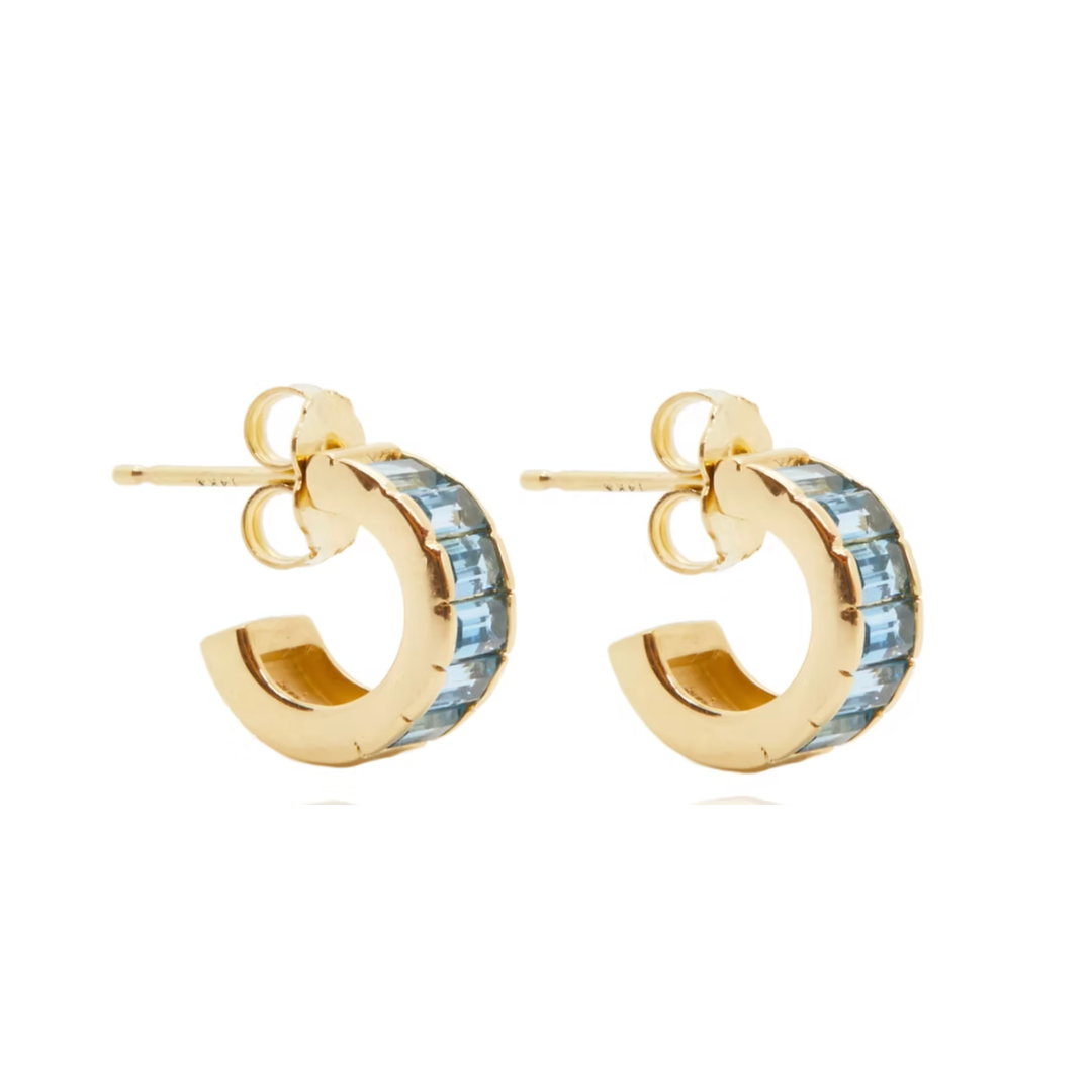 KELLY FLETCHER Aquamarine With 14K Yellow Gold Huggie Earrings Default Title
