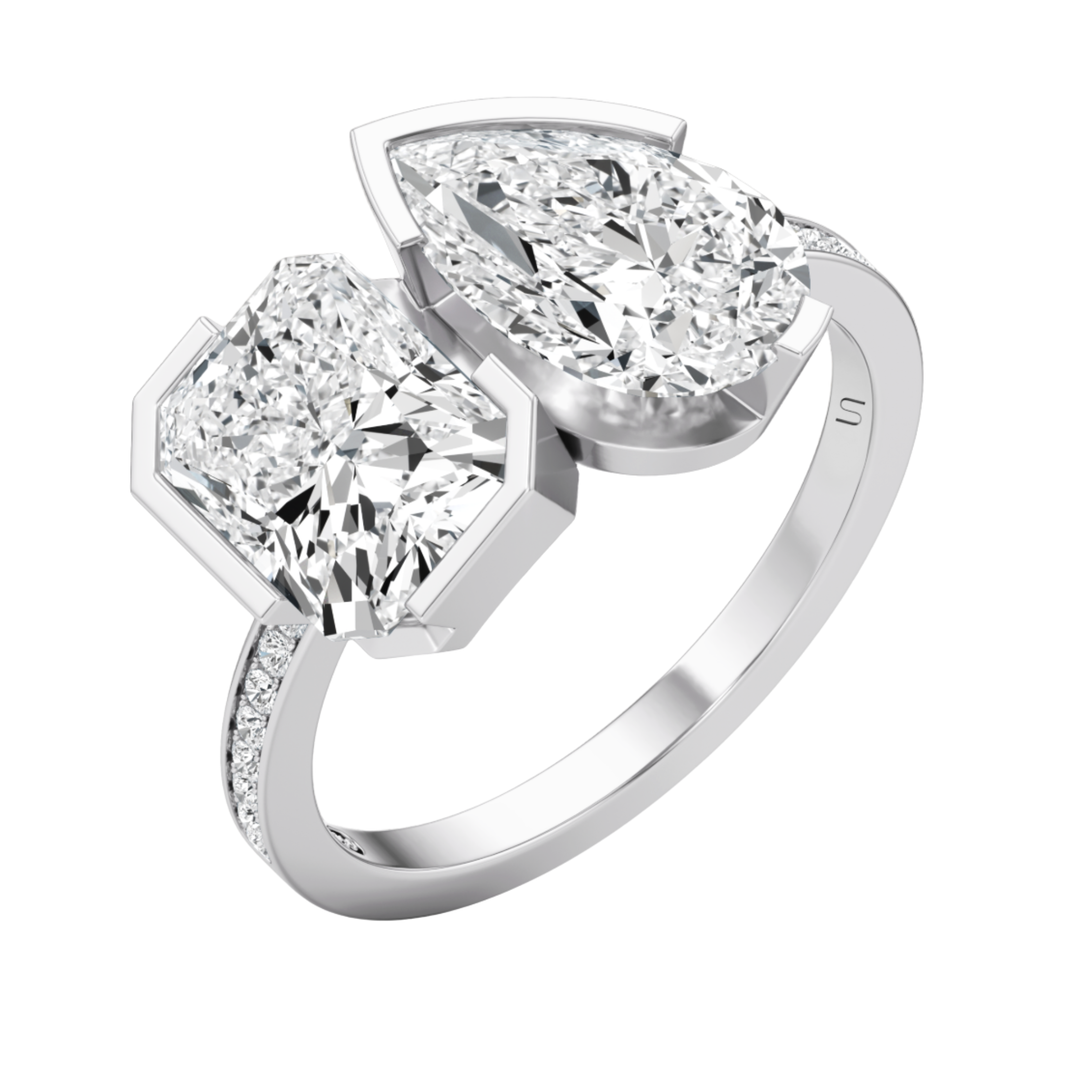 Belle Shops Meta 18K White Gold Zinnia Pave Ring