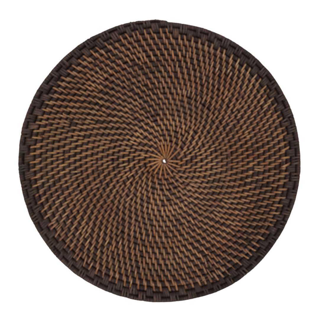 SARO Woven Rattan Brown Placemat Default Title