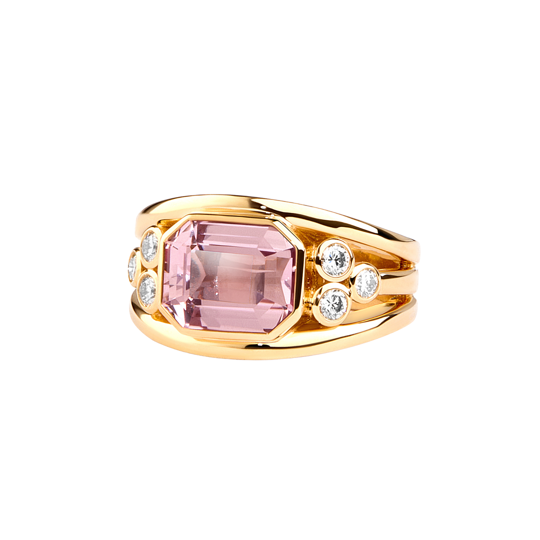 SYNA Morganite & Diamond Ring 18K Yellow Gold Default Title