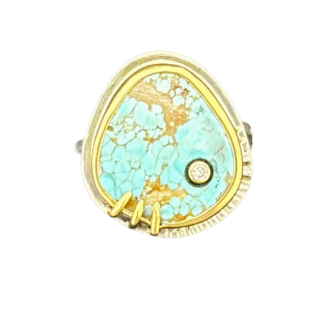 ARI O 18K Yellow Gold And Sterling Silver With Turquoise Ring Default Title