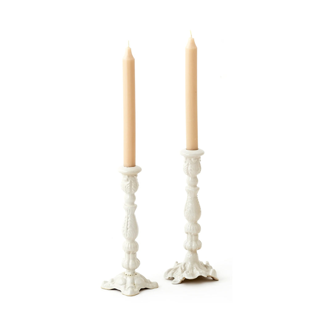 180 DEGREES White Cast Iron Taper Candle Holder, Large Default Title