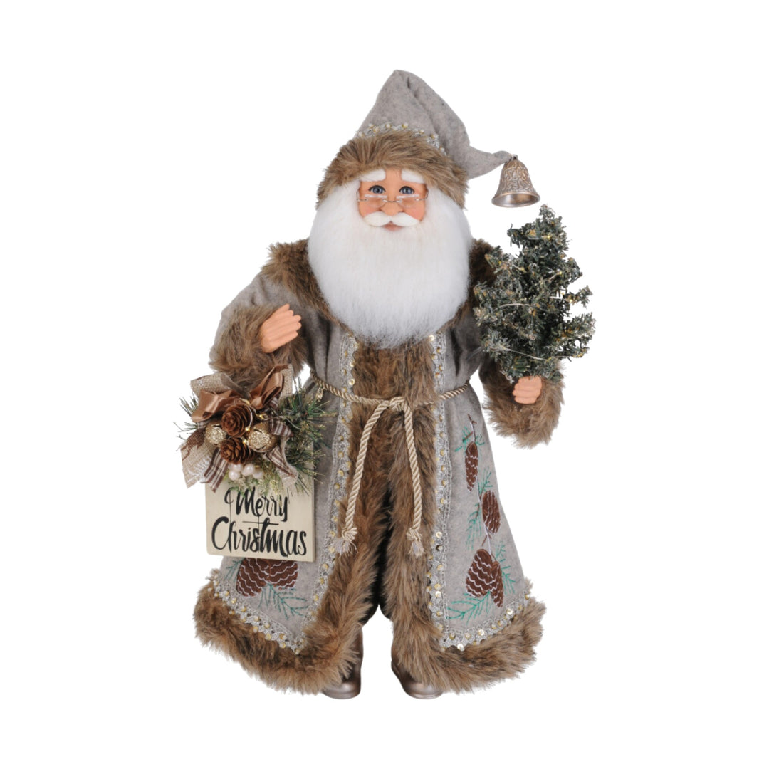 KAREN DIDION Lighted Silver Pine Santa Default Title