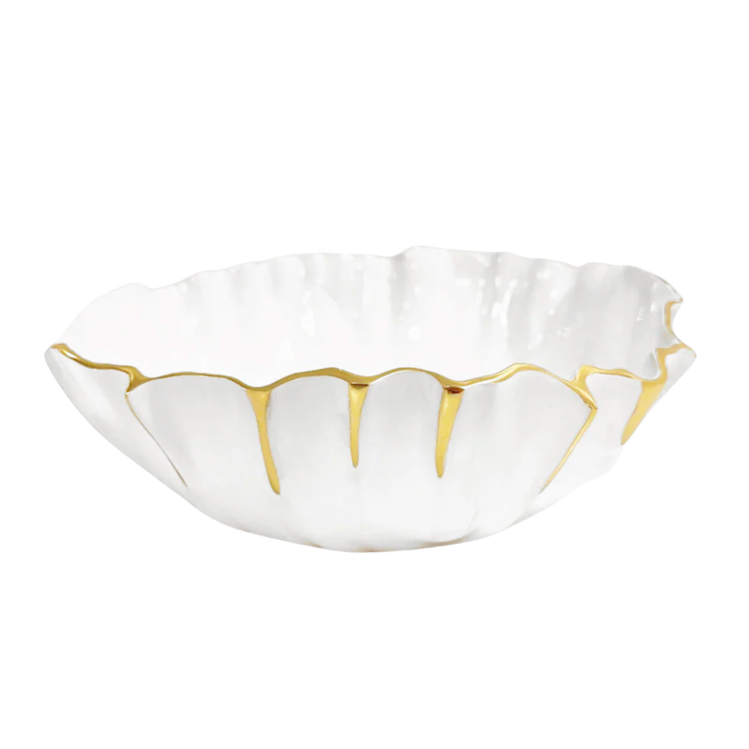 BEATRIZ BALL Thanni Mystic White And Gold Round Medium Bowl Default Title