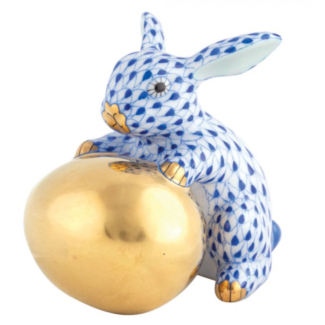 HEREND Bunny With Egg SAPPHIRE