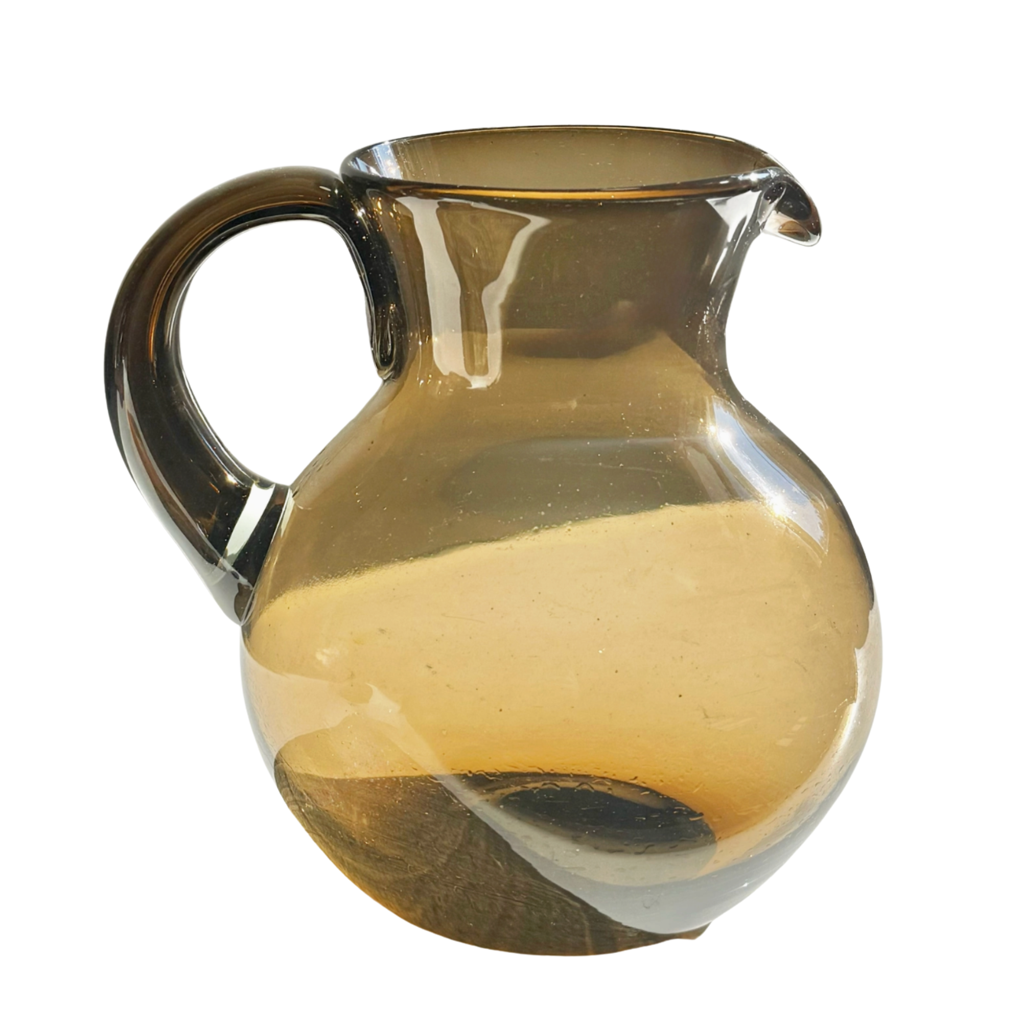 Handblown Large Handblown Bola Amber Pitcher - Thumbnail 2