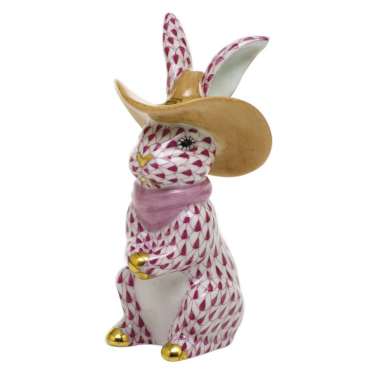 HEREND Cowboy Bunny RASPBERRY