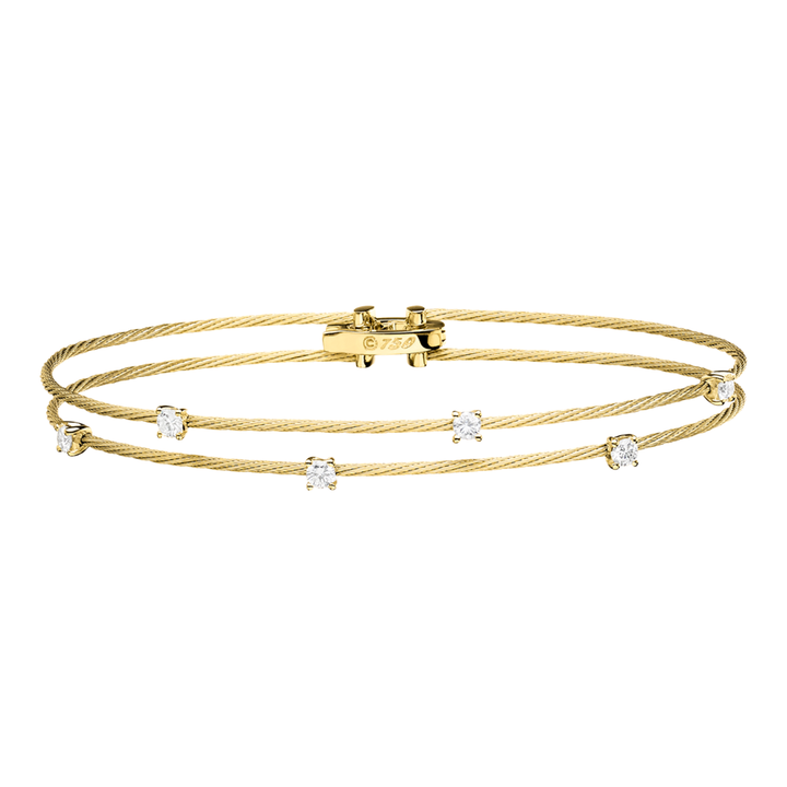 PAUL MORELLI 18K YELLOW GOLD DOUBLE UNITY DOUBLE WIRE BRACELET WITH DIAMONDS