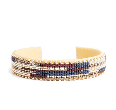 ETKIE Garnet Small Glass Bead Cuff Bracelet