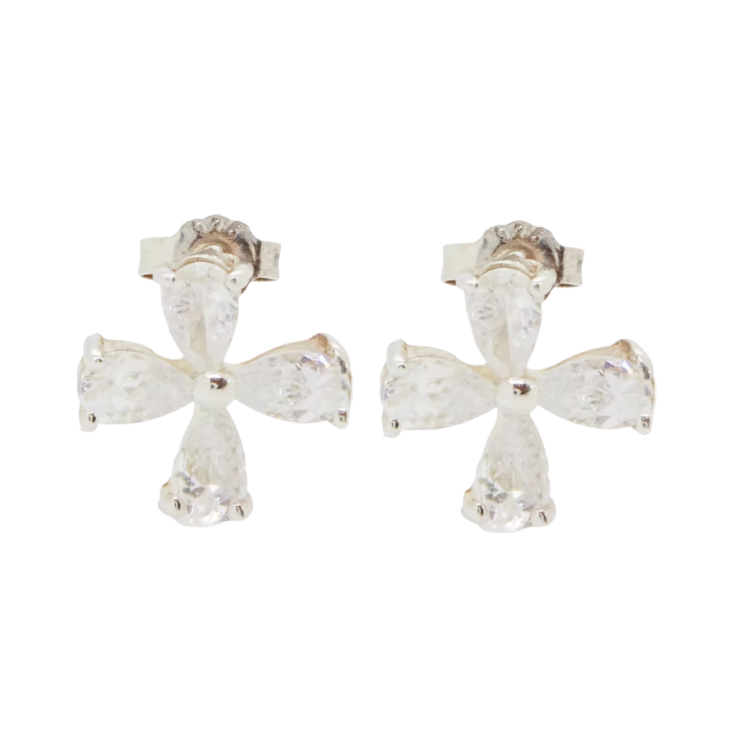 KELLY FLETCHER Flower 18K White Gold Earrings With Diamonds