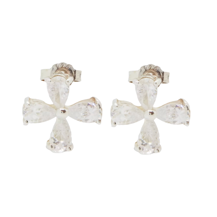 KELLY FLETCHER Flower 18K White Gold Earrings With Diamonds