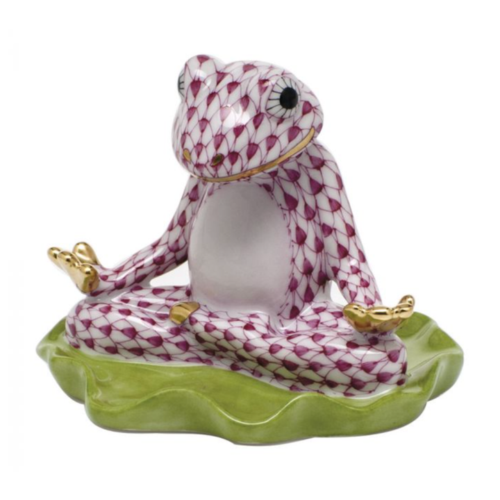 HEREND Yoga Frog RASPBERRY