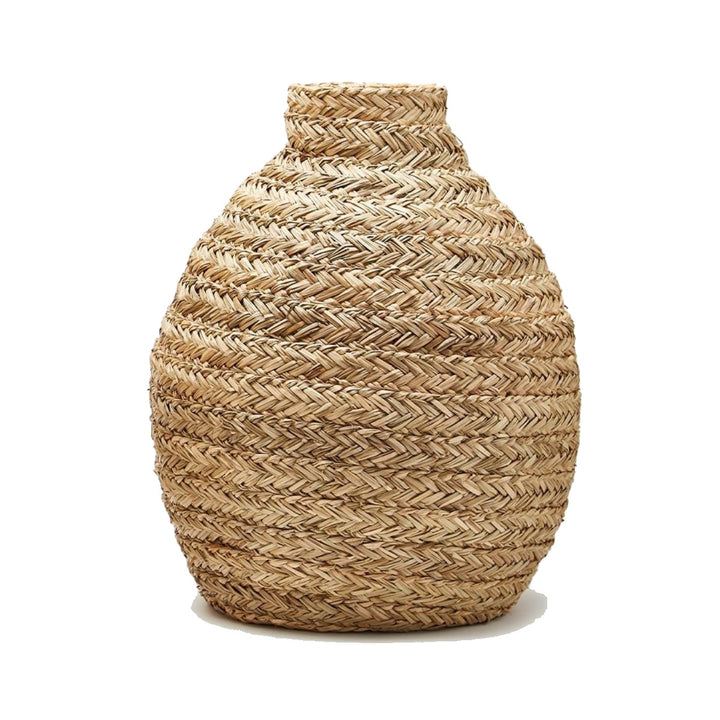 TWO'S COMPANY Small Basket Weave Bottle Vase