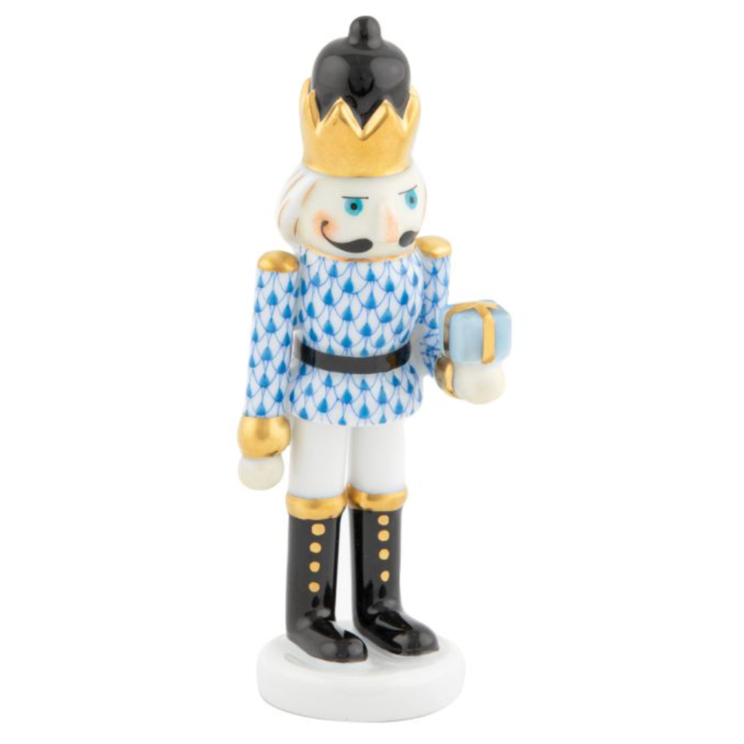 HEREND Nutcracker With Gift BLUE