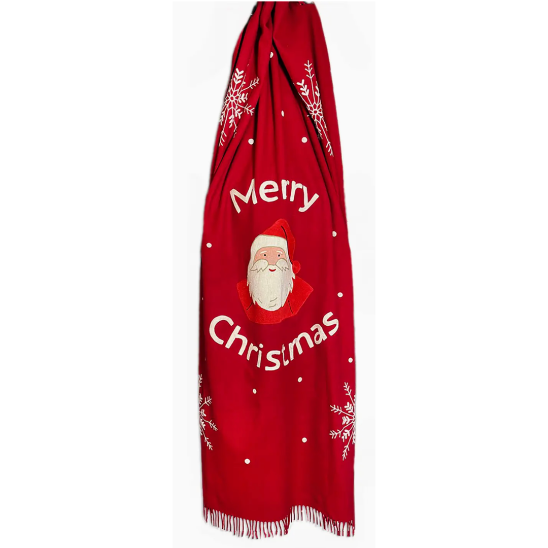 CHANDLER 4 CORNERS Santa Embroidered Wool Throw Default Title