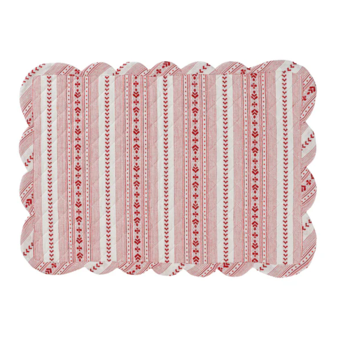 JULISKA Villa Stripe Quilted Ruby Placemat