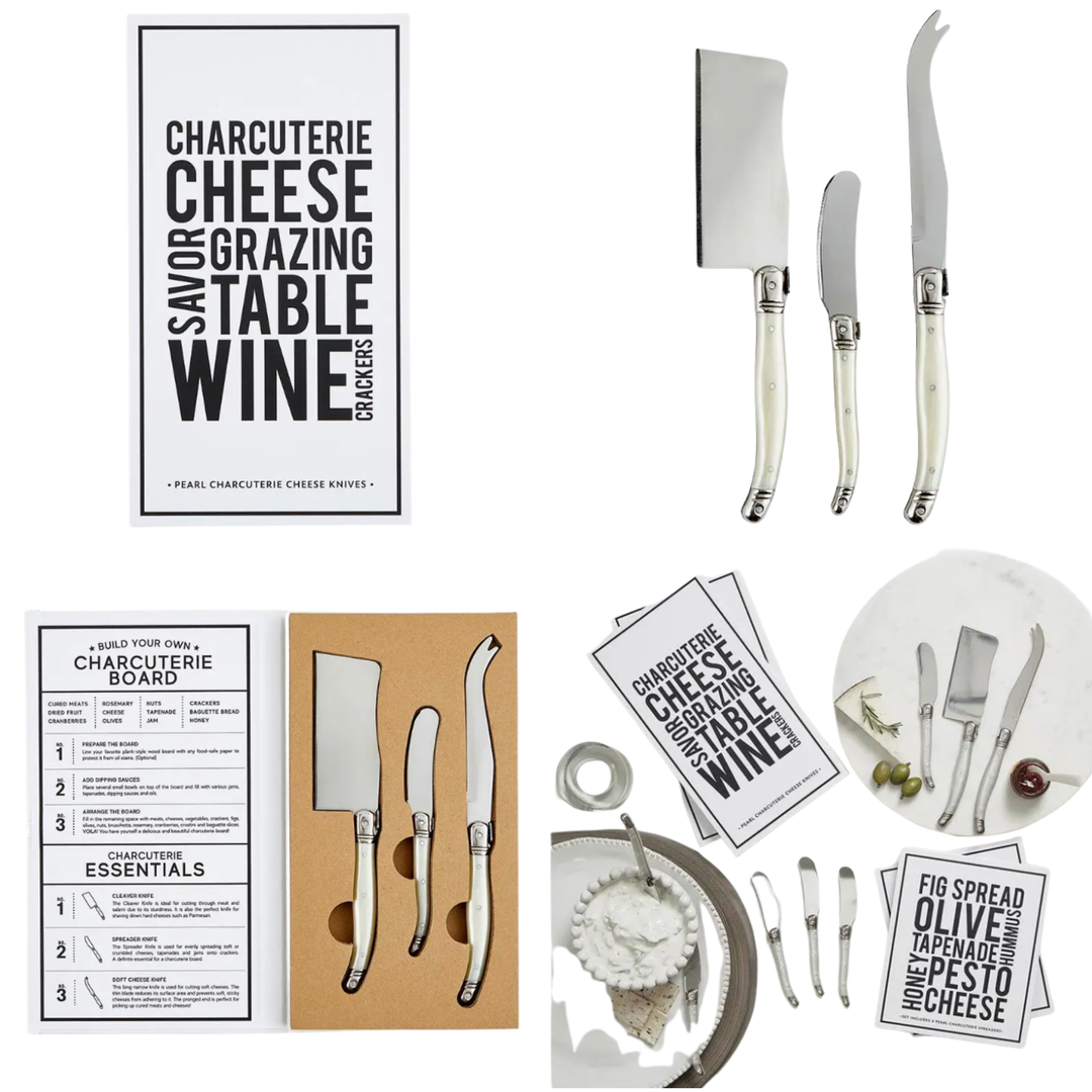 SANTA BARBARA DESIGN STUDIO SANTA BARBARA PEARL CHARCUTERIE BOOK BOX 4/CHEESE KNIVES