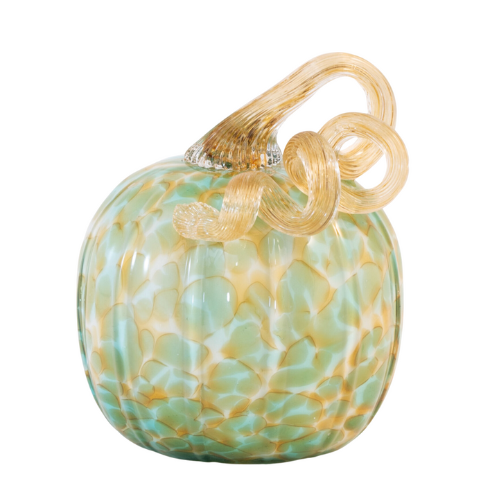 BOSTON INTERNATIONAL Green & Gold Small Glass Pumpkin Default Title