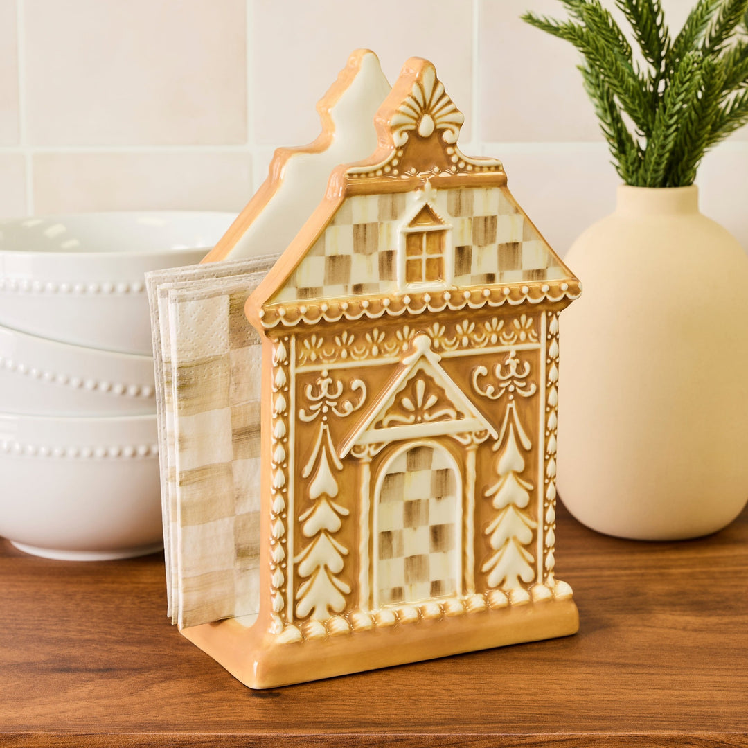 MACKENZIE CHILDS MacKenzie-Childs Mocha Check Gingerbread Napkin Holder