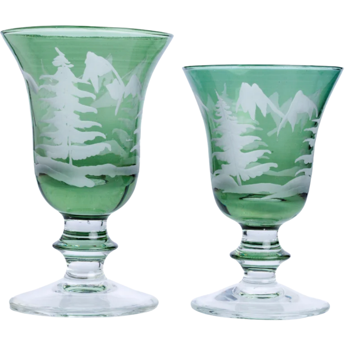 ARTE ITALICA Rialto Winterscape Etched Pine Wine Glass