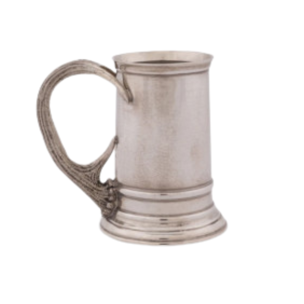 VAGABOND HOUSE PEWTER ENGLISH MUG WITH COMPOSITE ANTLER HANDLE