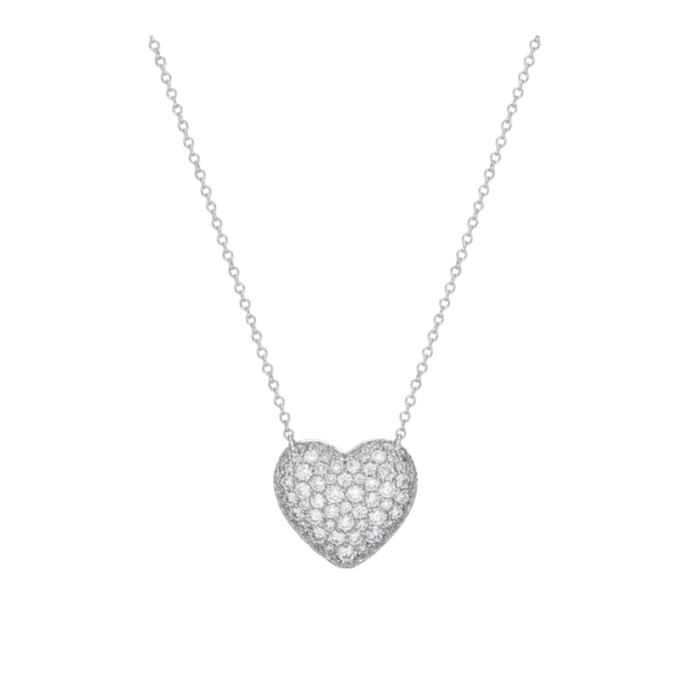 MEMOIRE 18K WHITE GOLD PAVE HEART NECKLACE Default Title