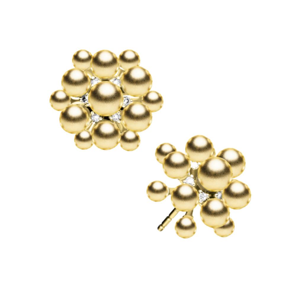 PAUL MORELLI GOLD BEAD ORBIT DIAMOND EARRINGS 6MM 18KY .16CTS Default Title