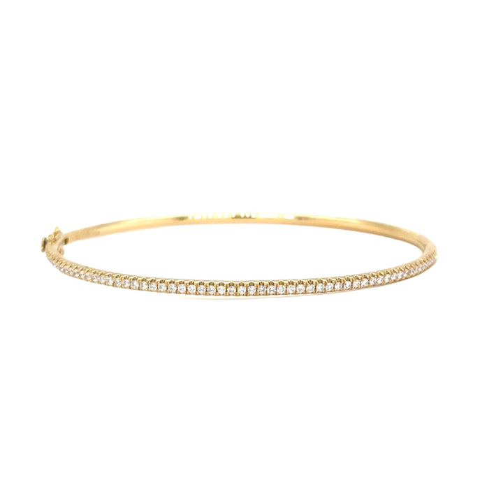 LISA NIK 18K Yellow Gold Skinny Bangle Bracelet With Diamonds Default Title