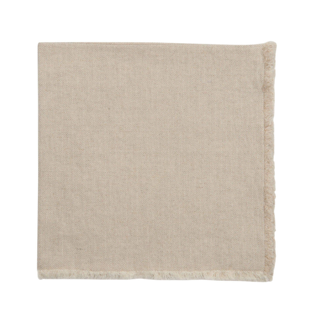 DEBORAH RHODES FRINGE NAPKIN 21" HERRINGBONE FLAX Default Title