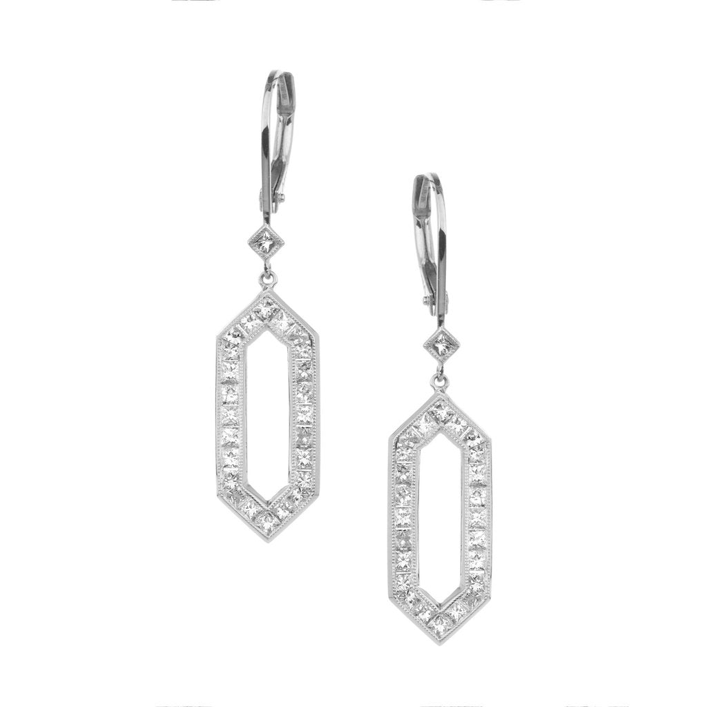 SETHI COUTURE 18K WHITE GOLD HEXAGON DIAMOND DROP EARRINGS Default Title