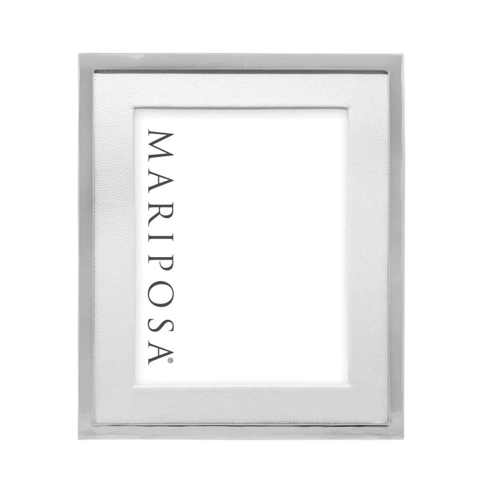 MARIPOSA White Leather And Metal Picture Frame Default Title