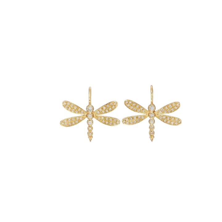 TEMPLE ST CLAIR 18K YELLOW GOLD DRAGONFLY PAVE EARRINGS Default Title