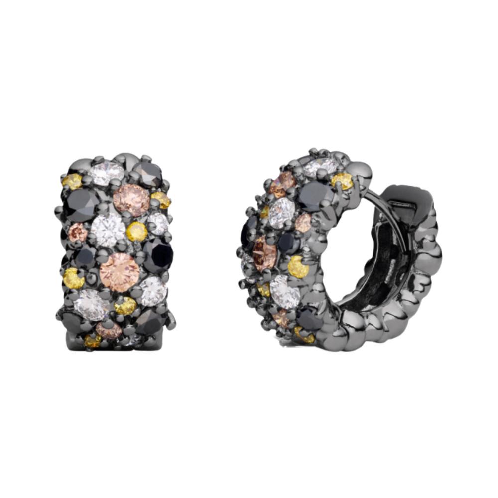 PAUL MORELLI WHITE GOLD BLACK OVERLAY MULTI COLORED DIAMONDS EARRING Default Title